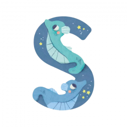 Lettre en bois "S" bleu