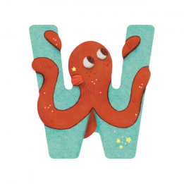 Lettre en bois "W" bleu