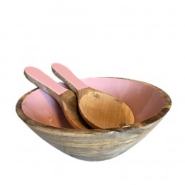 Saladier rose en bois de...