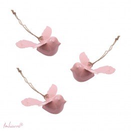 Oiseau rose - lot de 3
