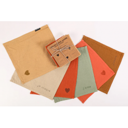 Set de 6 serviettes coeur