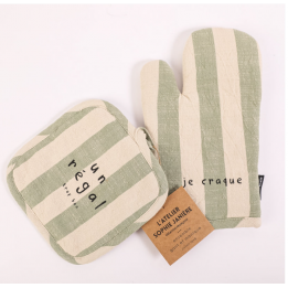 Lot gant et manique sauge