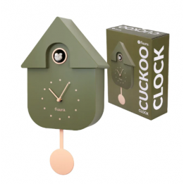 Horloge coucou kaki et or