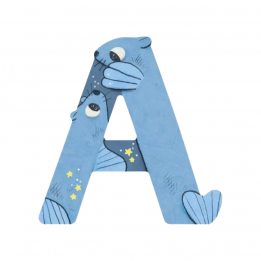 Lettre en bois "A" bleu