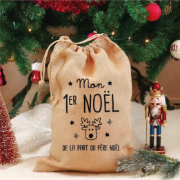 Hotte de Noël en jute "Mon...